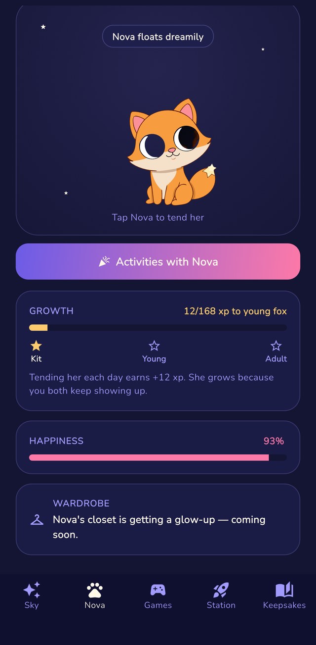Luma + Sol — Nova the comet fox screen