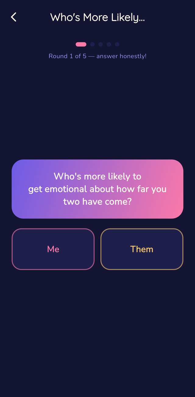 Luma + Sol — Who's More Likely screen